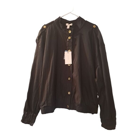 H Halston Button Front Long Sleeve Elastic Waist Jacket Cinched Cuffs XX… - Picture 2 of 7